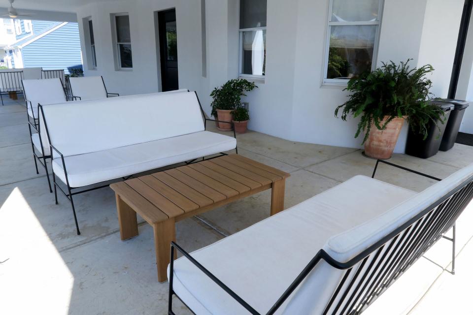 Porch seating at The James, a Third Avenue hotel in Bradley Beach that's over a century old and was restored by George DiStefano. The boutique hotel features 16 rooms in the main house and a three-bedroom standalone bungalow. Tuesday August 30, 2022.