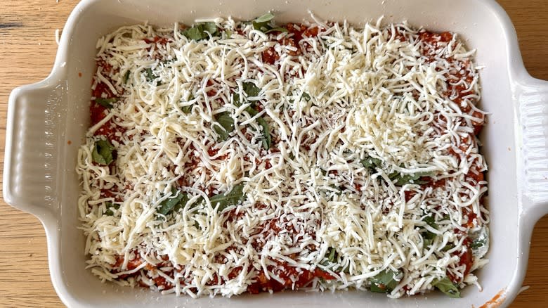 mozzarella cheese lasagna layer