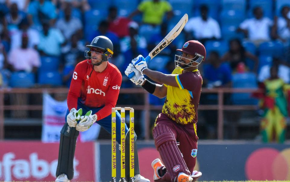 Nicholas Pooran hits one of his six sixes