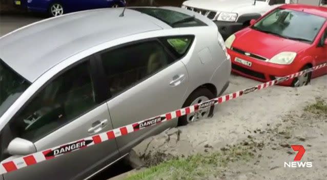 The car in the sinkhole. Source: 7News