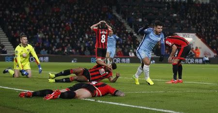 Britain Football Soccer - AFC Bournemouth v Manchester City - Premier League - Vitality Stadium - 13/2/17 Manchester City's Sergio Aguero celebrates scoring their second goal Action Images via Reuters / Matthew Childs Livepic