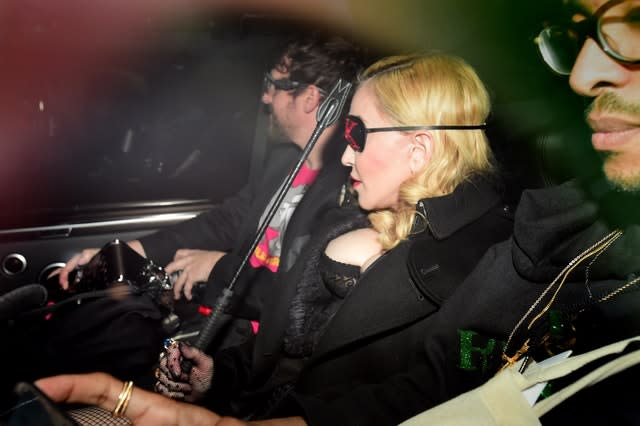 Madonna arrives for a Q&A at the MTV head office in London.