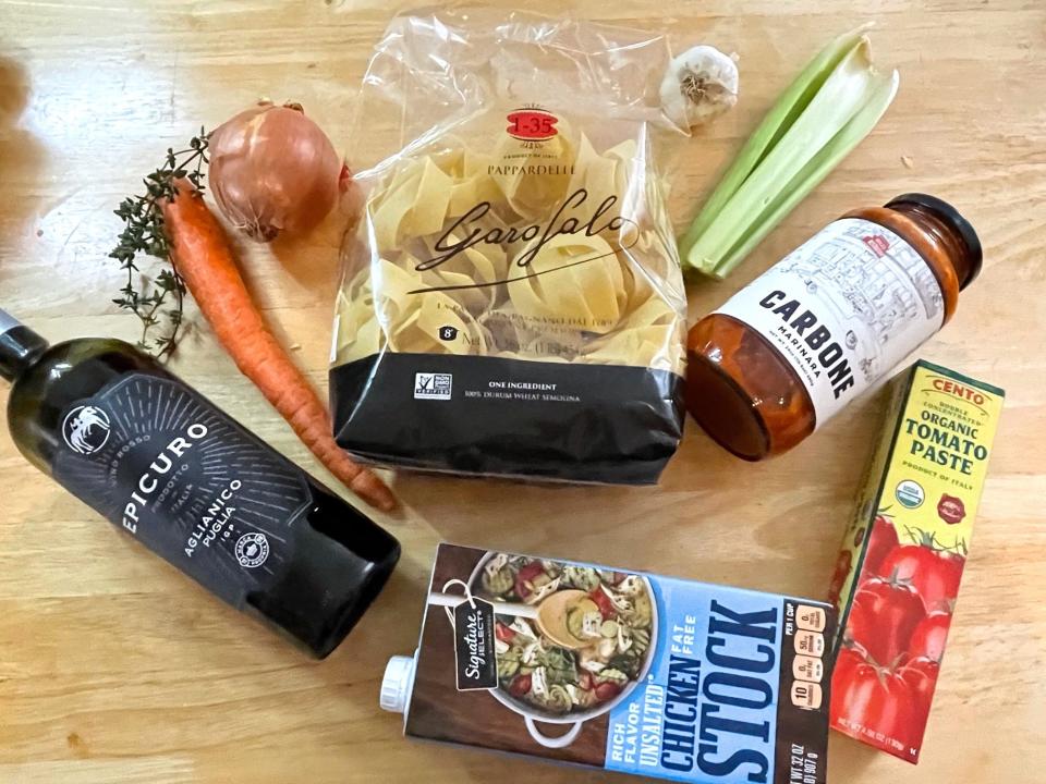 Ingredients for Carbone Bolognese