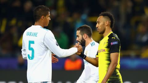 Raphael Varane Pierre-Emerick Aubameyang Real Madrid Borussia Dortmund 25092017