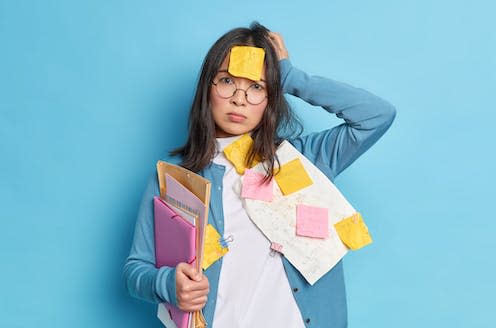   <span class="attribution"><a class="link " href="https://www.shutterstock.com/image-photo/disappointed-forgetful-young-woman-tired-cramming-1887098245" rel="nofollow noopener" target="_blank" data-ylk="slk:Cast Of Thousands/Shutterstock;elm:context_link;itc:0;sec:content-canvas">Cast Of Thousands/Shutterstock</a>, <a class="link " href="http://creativecommons.org/licenses/by/4.0/" rel="nofollow noopener" target="_blank" data-ylk="slk:CC BY;elm:context_link;itc:0;sec:content-canvas">CC BY</a></span>