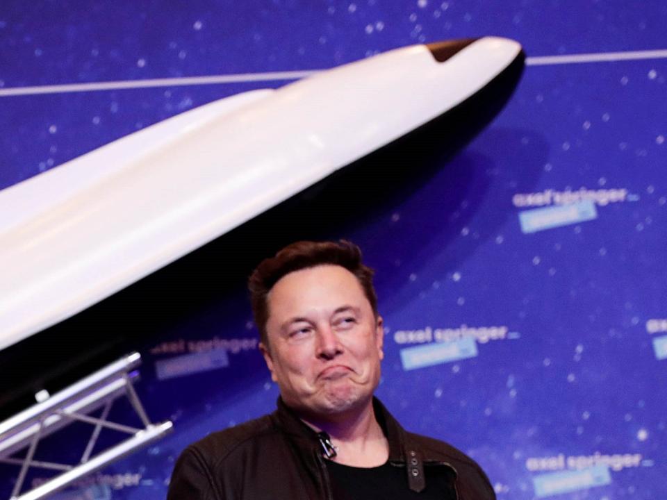 SpaceX owner and Tesla CEO Elon Musk arrives on the red carpet for the Axel Springer Award on 1 December, 2020 in Berlin, Germany (Getty Images)