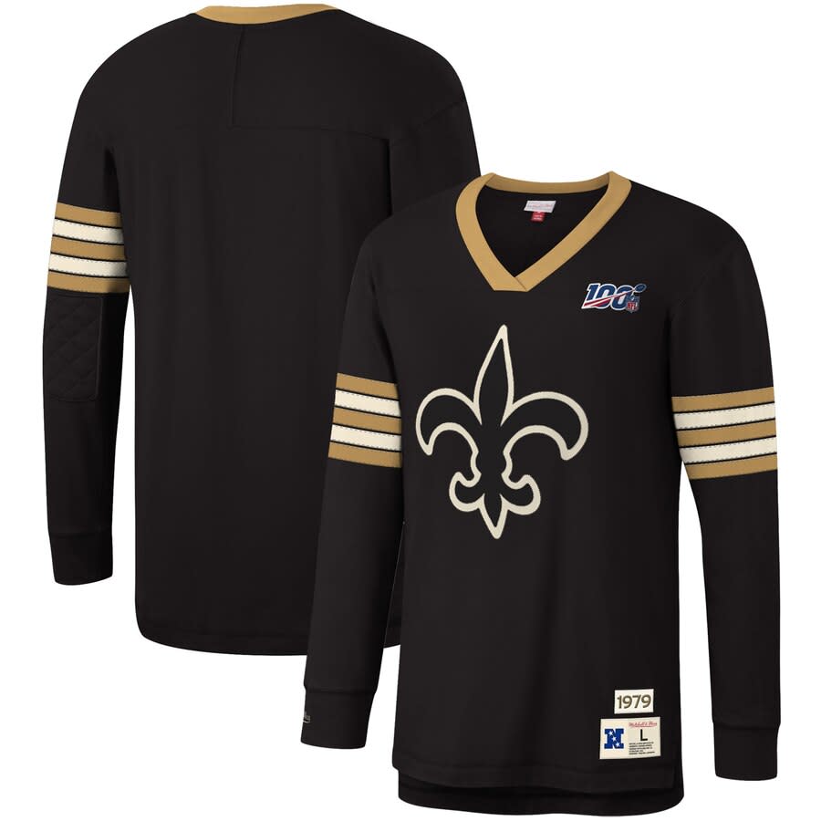 Saints NFL 100 Long Sleeve V-Neck T-Shirt
