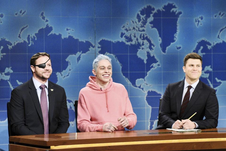 <p>In a 2018 sketch, cast member Pete Davidson made fun of Republican congressional candidate Dan Crenshaw, who'd lost his right eye in combat in Afghanistan, saying, "You may be surprised to hear he's a congressional candidate from Texas, and not a hit man in a porno movie." In the following week's show, Davidson issued an in-person apology to Crenshaw. Crenshaw got in a jab of his own when he said Davidson looked "like if the meth from <em>Breaking Bad</em> was a person."</p>