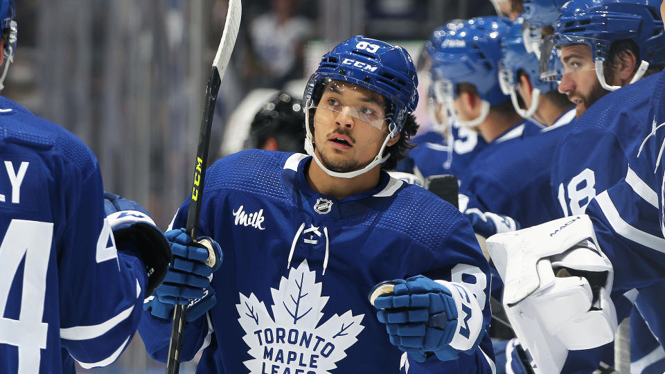 Nick Robertson was impressive during the Maple Leafs' training camp and preseason. (Photo by Claus Andersen/Getty Images)