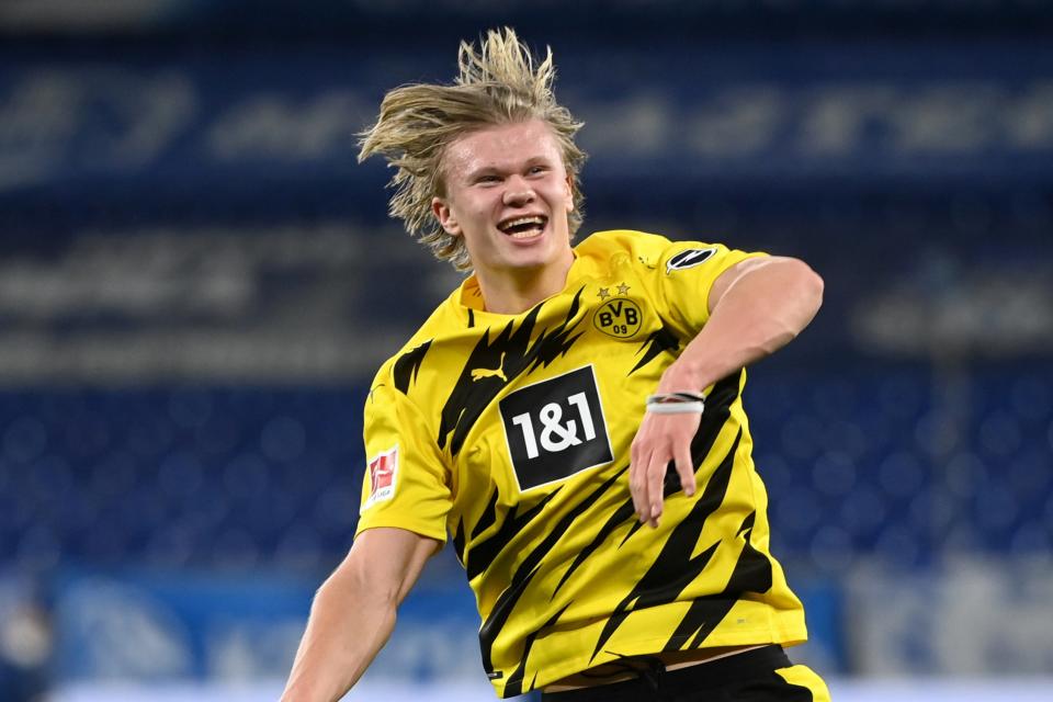 <p>In demand: Borussia Dortmund goal machine Erling Haaland</p> (AFP via Getty Images)