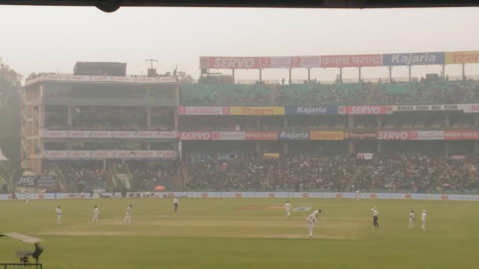 Hazy conditions at the Kotla Stadium in Delhi during the India Sri Lanka Test December 2017. (Ankit Bhardwaj)