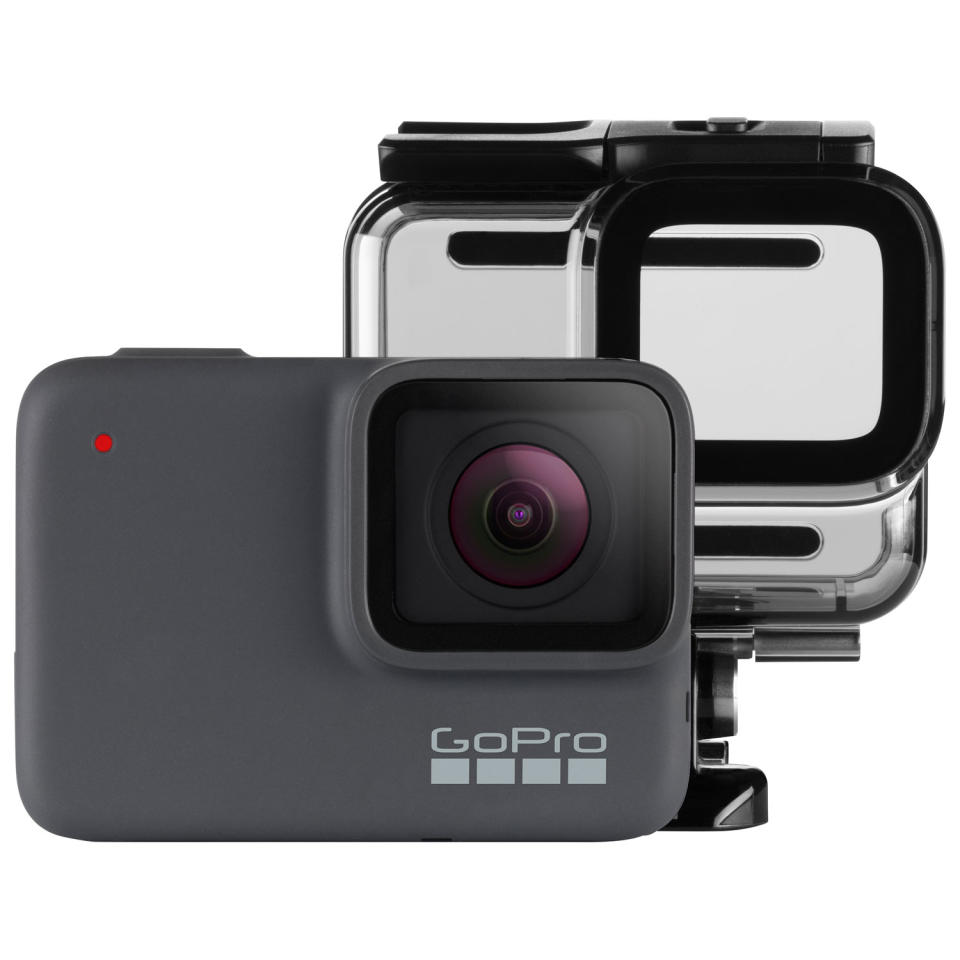 GoPro HERO7 Silver Waterproof 4K Sports & Helmet Camera Bundle. Image via Best Buy.