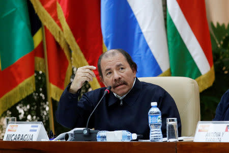 Nicaragua's President Daniel Ortega speaks during the 16th Bolivarian Alliance for the Peoples of Our America-Peoples Trade Agreement (ALBA-TCP) Summit in Havana, Cuba, December 14, 2018. REUTERS/Stringer/Files