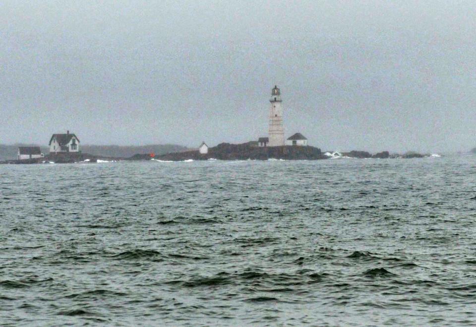 Boston Light as seen from the Hull Lifesaving Museum.