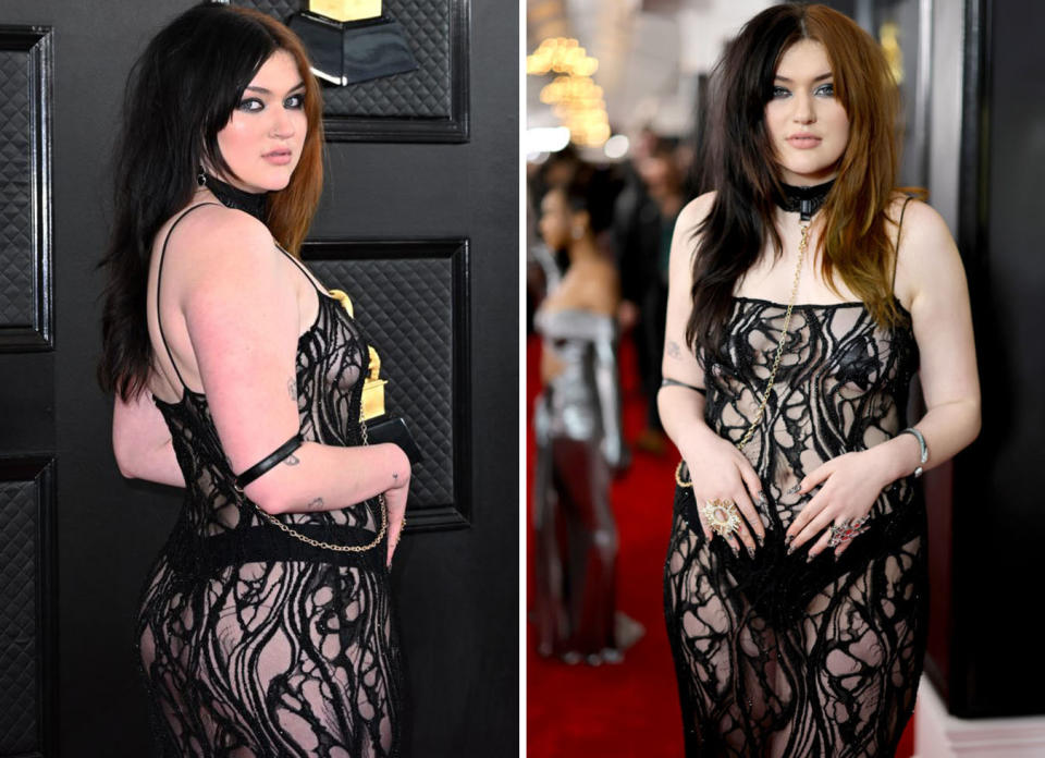 Two photos of GAYLE at The Grammy Awards