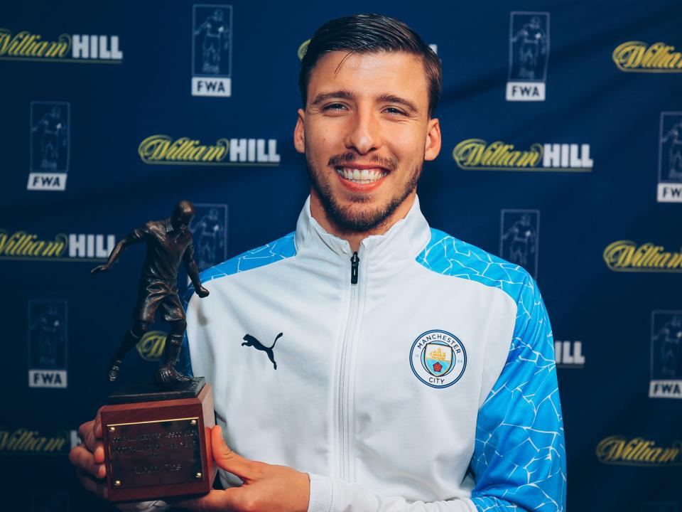 Manchester City defender Ruben Dias has been crowned FWA Footballer of the Year (PA)