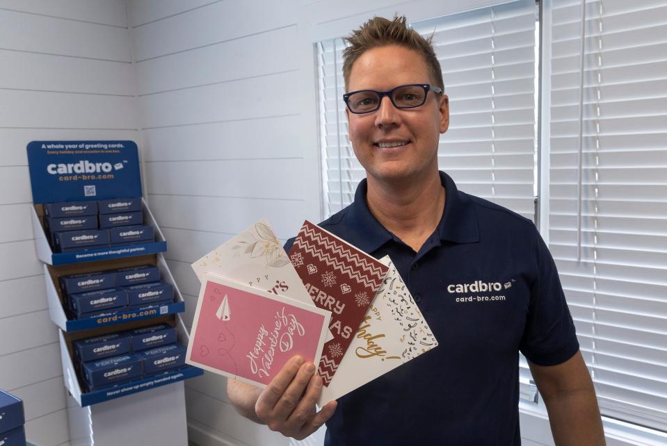 Justin Shearer of CardBro, a Beachwood-based firm that offers boxed sets of greeting cards designed to help ensure people don’t miss recognizing their loved ones on special occasions or milestones in a given year.