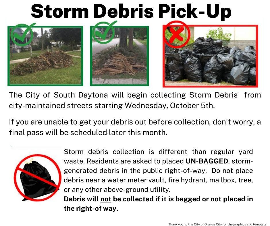 An image from the city of South Daytona shows how officials there would like storm debris to be handled.