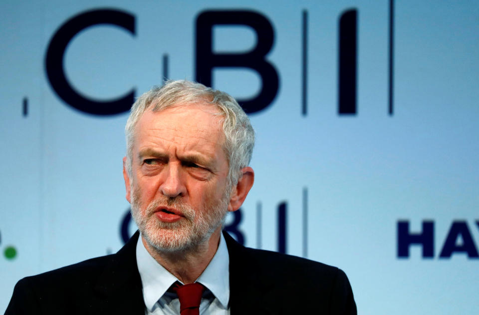 Britain's Opposition Labour Party Leader Jeremy Corbyn addresses the Confederation of British Industry's (CBI) annual conference in London, November 21, 2016. REUTERS/Stefan Wermuth