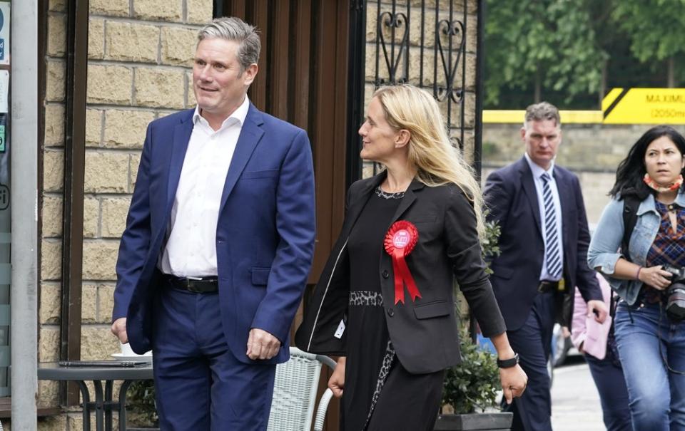 Sir Keir Starmer walks with Kim Leadbeater who won the Batley and Spen by-election (Peter Byrne/PA) (PA Wire)