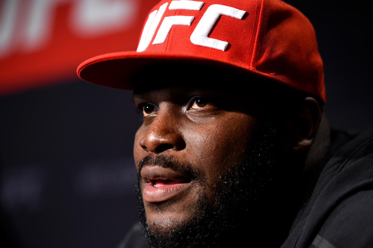 Derrick Lewis talks with media during the UFC Fight Night Ultimate Media Day at the Langham Hotel on June 8, 2017 in Auckland, New Zealand. (Photo: Josh Hedges/Zuffa LLC via Getty Images)