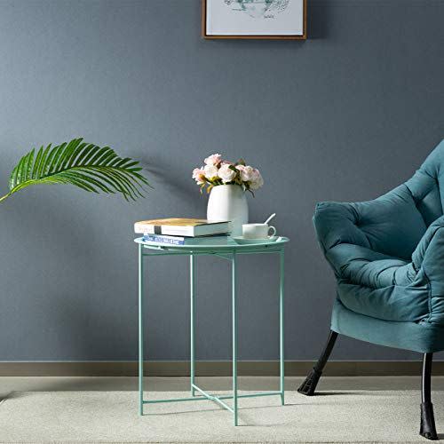 29) HollyHOME Folding Tray Metal Side Table