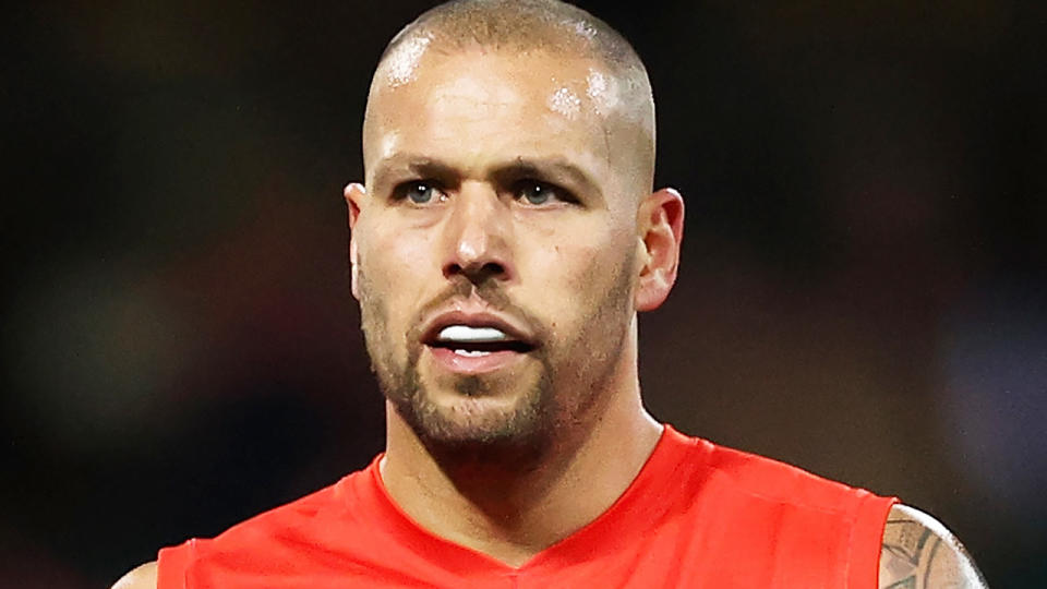 Buddy Franklin is picturd during an AFL game playing for the Sydney Swans.