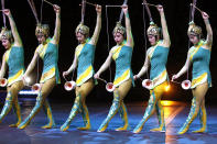 <p>Members of the China National Acrobatic Troupe perform, May 1, 2016, in Providence, R.I., during the show where Asian elephants made their final performance in the Ringling Bros. and Barnum & Bailey Circus. (AP Photo/Bill Sikes) </p>