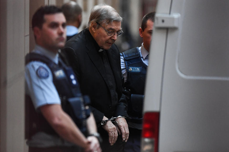 Cardinal George Pell leaves the Supreme Court of Victoria in June. Source: AAP