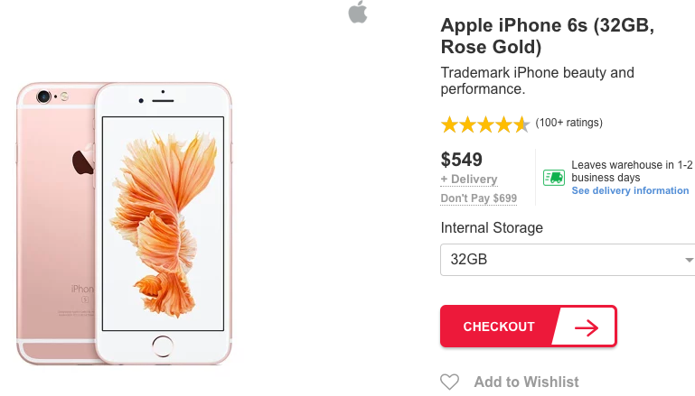 Brand new iPhone 6S at Kogan. (Image: Yahoo Finance screenshot)