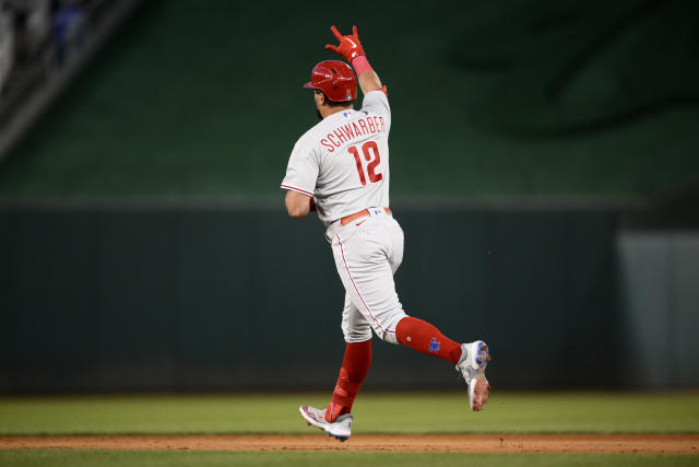 Kyle Schwarber makes Phillies debut as DH in leadoff spot in 8-7