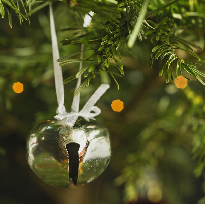 bell hanging from christmas tree