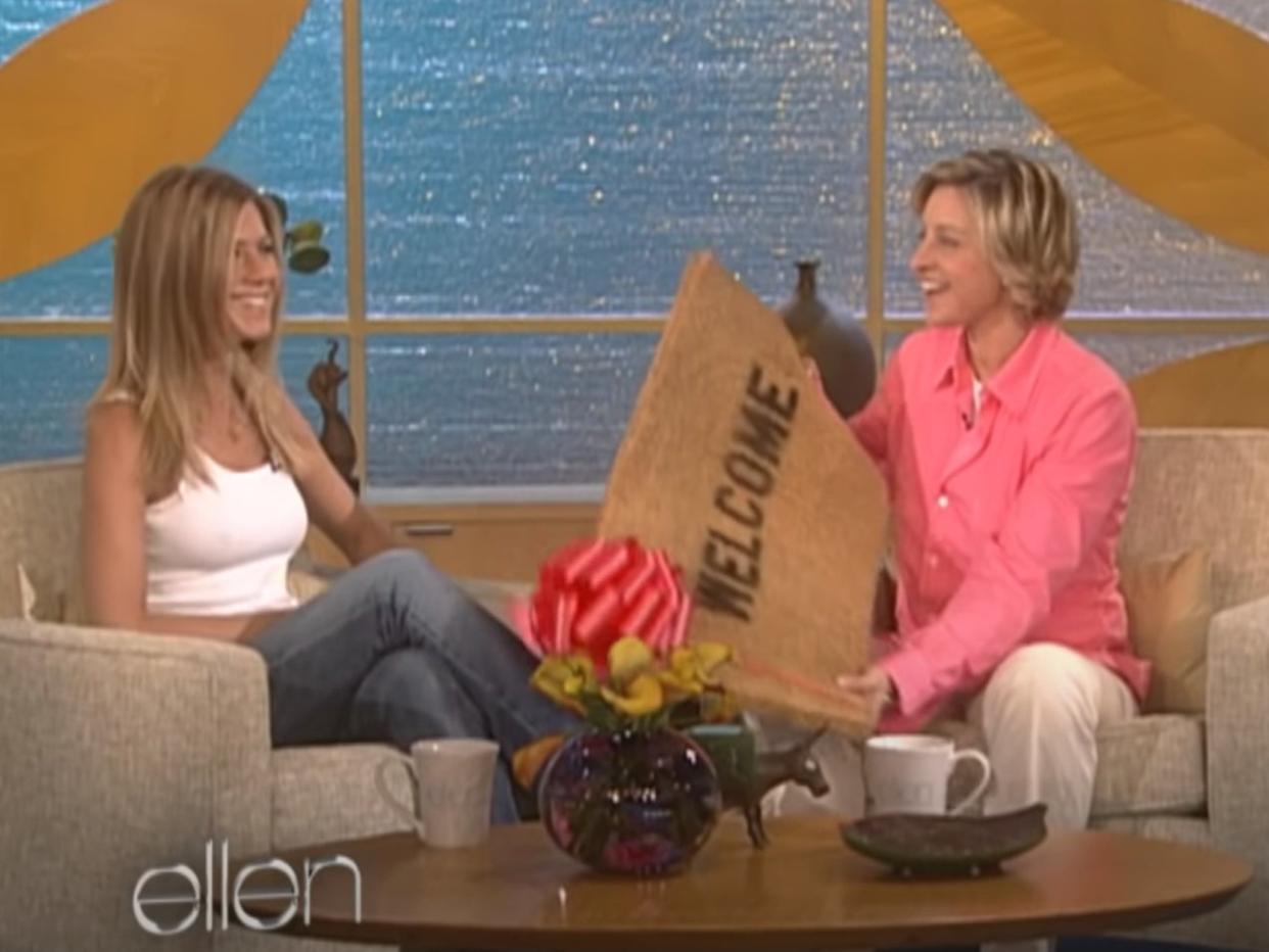 Ellen DeGeneres and Jennifer Aniston on the first episode of The Ellen DeGeneres Show (YouTube/TheEllenShow)