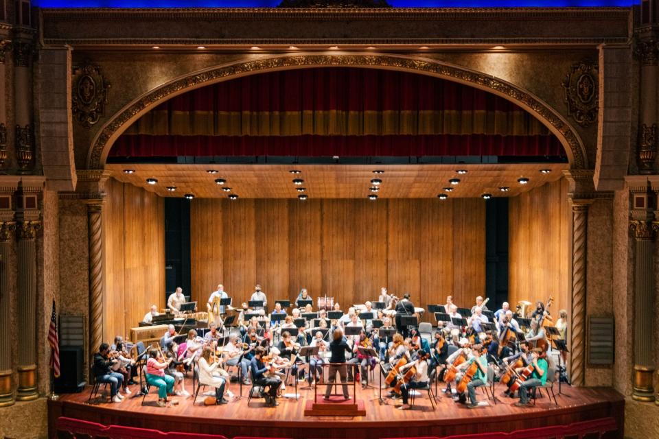 The Sheboygan Symphony Orchestra rehearses ahead of the Oct. 9 concert with conductor Rebecca Smithhorn.