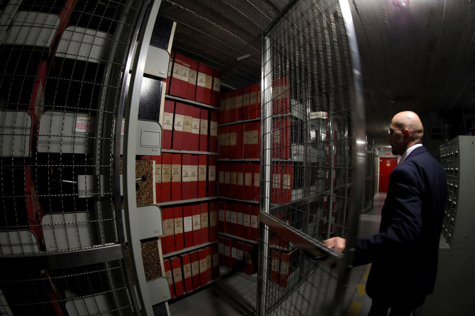 VATICAN CITY, VATICAN - FEBRUARY 27: An employee opens the Vatican Secret Archives area on the pontificate of Pope Pius XII on February 27, 2020 in Vatican City, Vatican. On March 2nd, the Vatican Apostolic Library will open the Holy See’s wartime archives on the pontificate of Pope Pius XII between the years 1939 to 1958. (Photo by Franco Origlia/Getty Images)