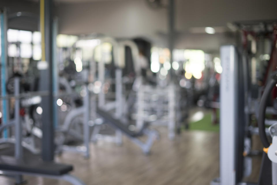 blurry photo of a gym with equipment out of focus