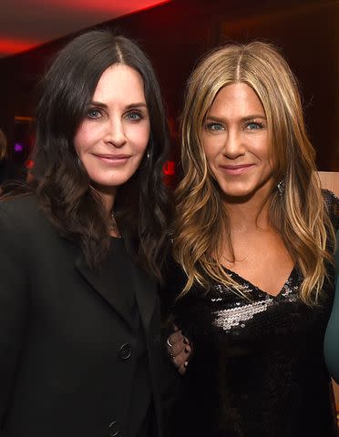 <p>Kevin Winter/Getty</p> Courteney Cox (Left) and Jennifer Aniston (Right) in 2018.