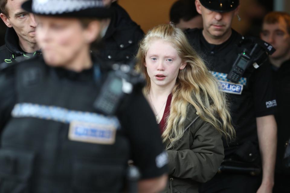 Georgina Lochrane leaving the High Court in Glasgow, where a teenager was found guilty of the murder of her six year-old daughter (PA)