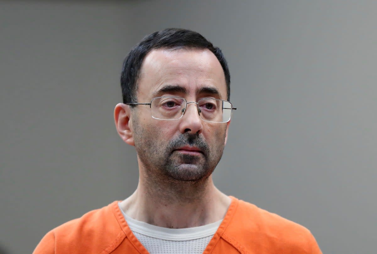 Larry Nassar at his 2017 sentencing  for sexually abusing young female athletes in his care (Associated Press)