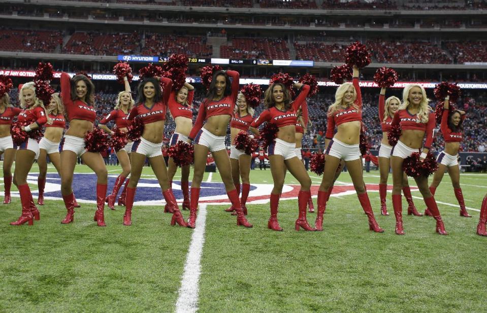 <p>The Houston Texans cheerleaders perform before an NFL football game Sunday, Dec. 18, 2016, in Houston. (AP Photo/David J. Phillip) </p>