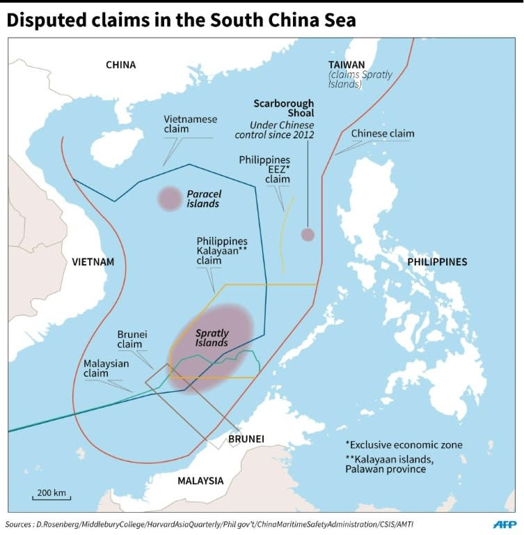 Graphic showing disputed territory in the South China Sea