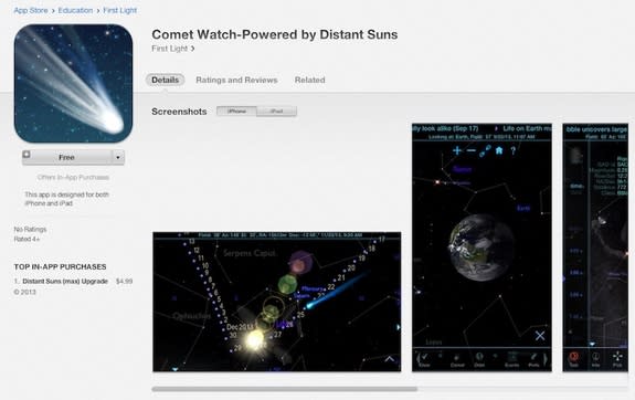 A new app called Comet Watch aims to help users find Comet ISON in the night sky.