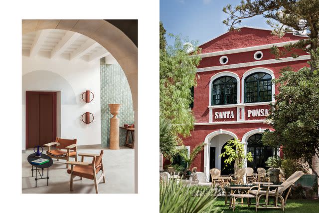 <p>From left: From left: Karel Balas/Courtesy of Menorca Experimental; Yann Deret/Courtesy of Fonteneille</p> From left: A living area at Menorca Experimental, which was designed to look like an artist's vacation home; the garden at Santa Ponsa, where Moorish influences mix with traditional Balearic architecture.