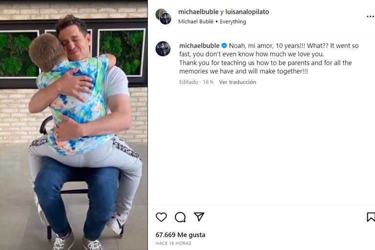 El sentido mensaje de Michael Bublé en el cumpleaños 10 de su hijo mayor