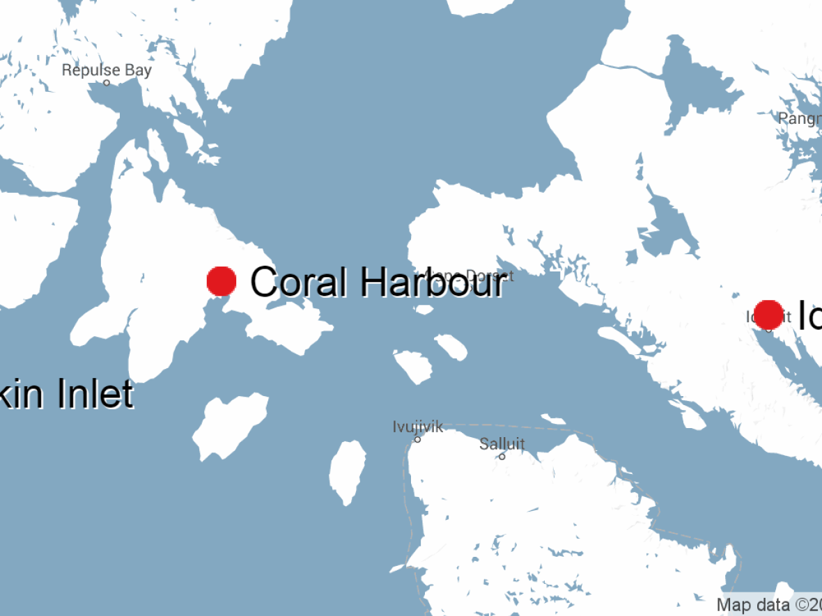 Coral Harbour, on Nunavut's Southampton Island north of Hudson Bay, has joined a long list of communities battling the Omicron variant of COVID-19.  (Google - image credit)