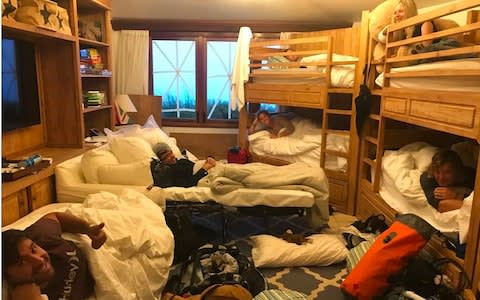 Sir Richard Branson's team spent the night in two bedrooms - Credit: Richard Branson