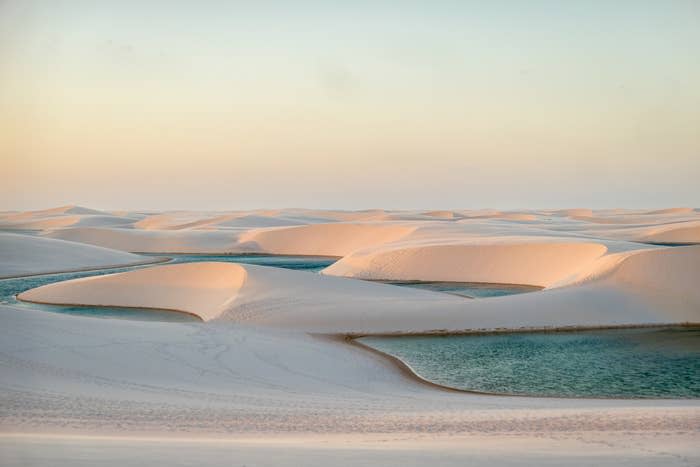 Sunset at Lençóis Maranhenses, Brazil.