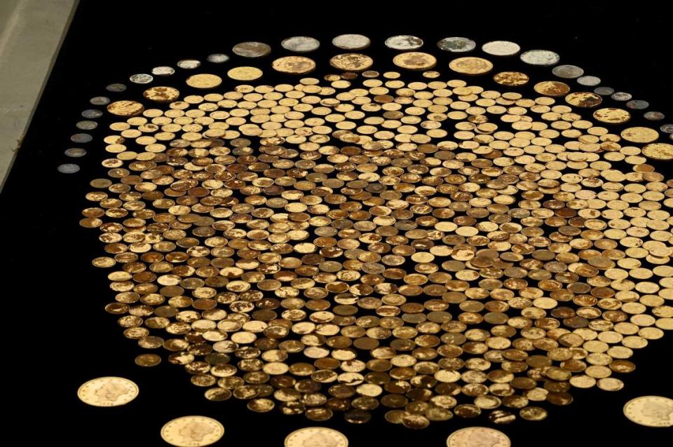 The Great Kentucky Hoard, more than 700 gold coins dating to the Civil War era, was found in a Kentucky field. The exact location has not been made public.