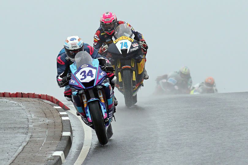 Photo of Alastair Seeley leads Davey Todd during the 2022 North West 200