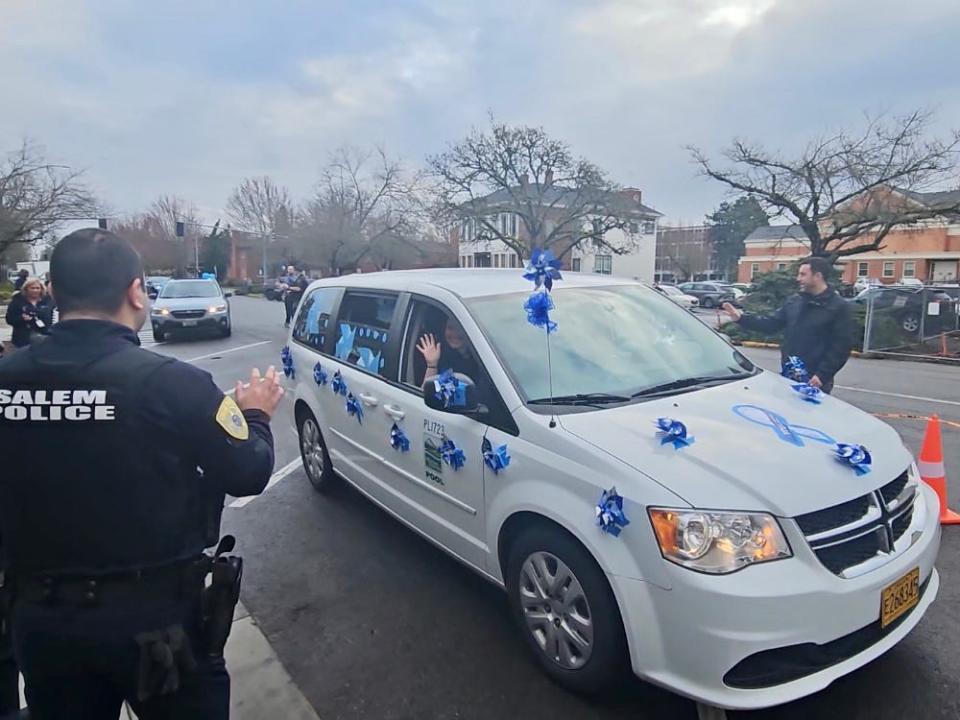 Marion County held a "Paint the Town Blue" parade Friday morning in Salem to raise awareness for Child Abuse Prevention month.